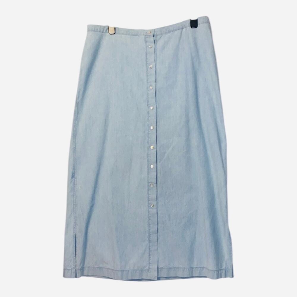 Vintage Jones New York Chambray Denim Midi Skirt 16 100% Cotton Light Wash